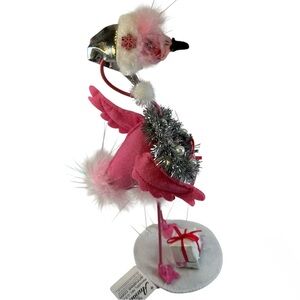 Annalee Christmas Dreamy Pink Flamingo 8" Holiday Silver Santa Hat Wreath New
